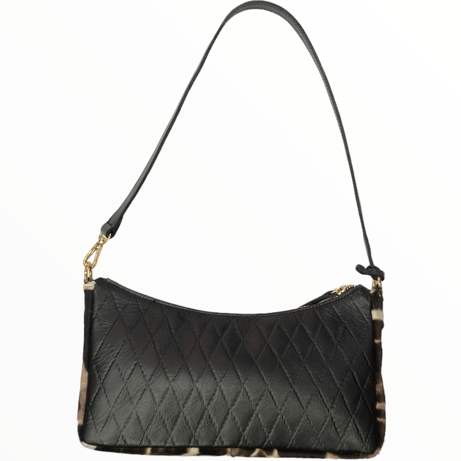 Natalie Med. Black quilted leather evening bag