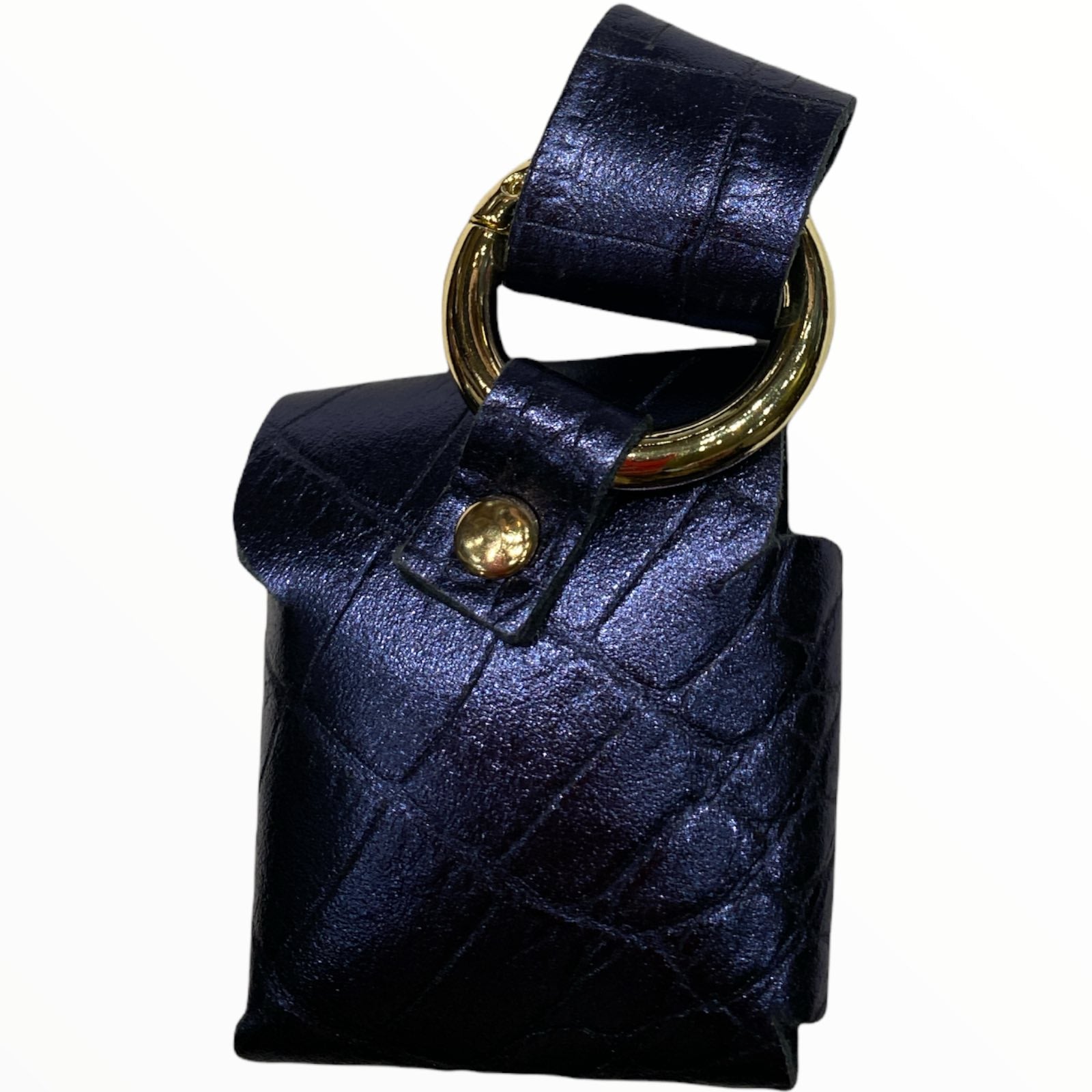 Blue leather air pods case