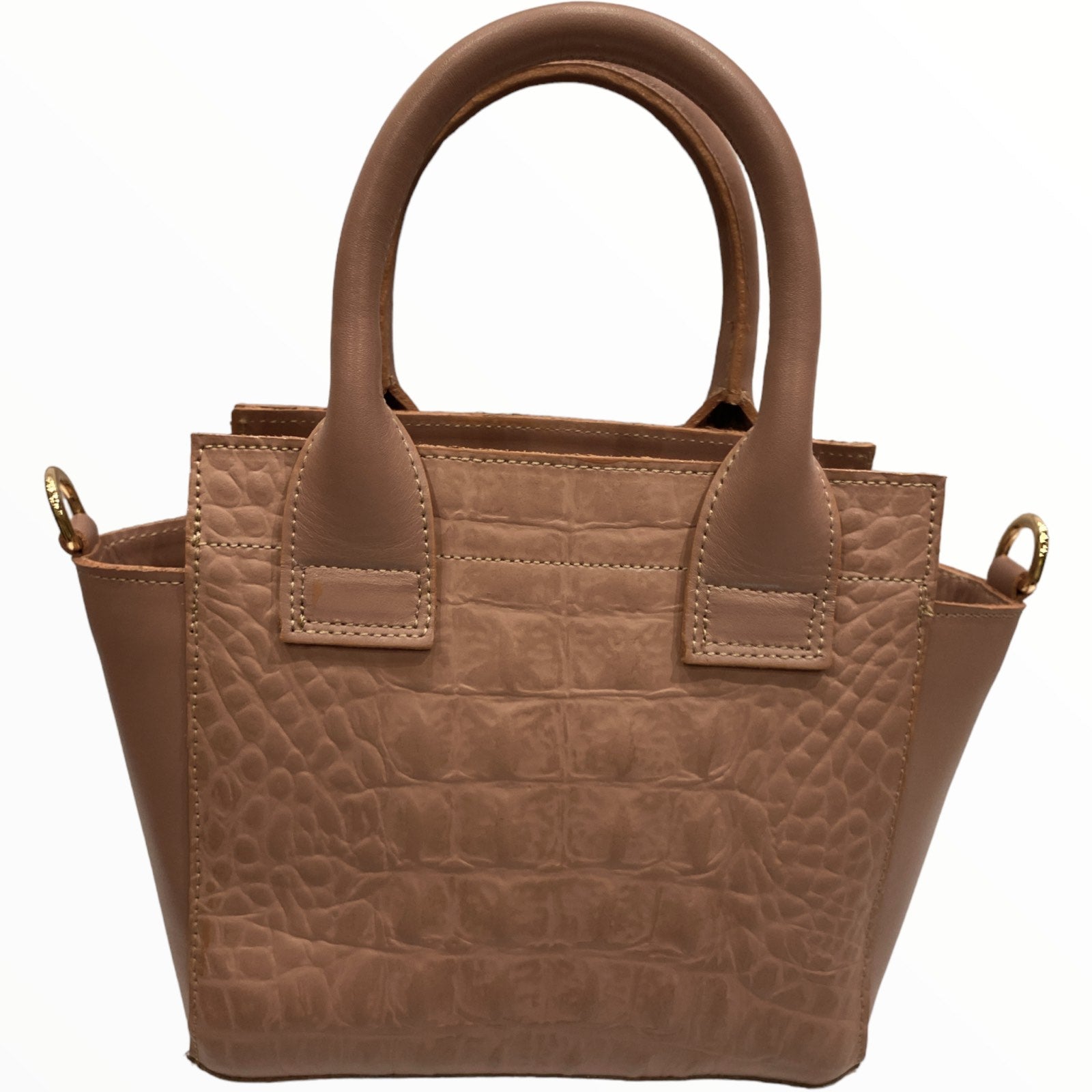 Gina mini. Nude calf-hair leather tote bag