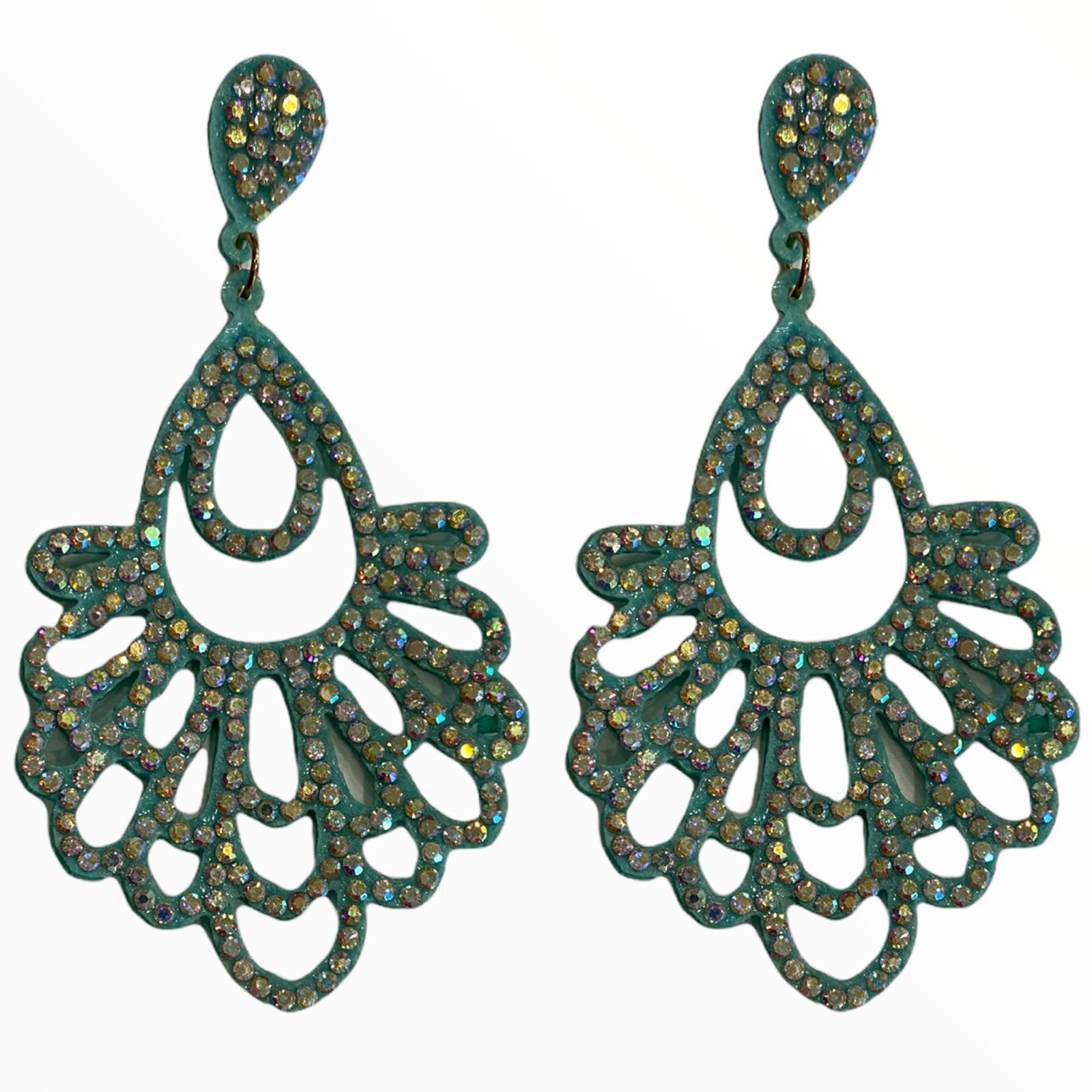Turquoise earrings with crystals