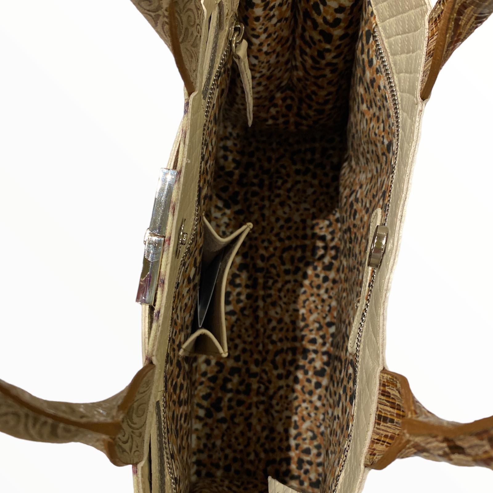 Greta L. Beige quilted and art leather tote bag