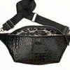 XXL black alligator-print leather belt bag