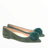 Ella ultra chic dark green pretty ballerinas with pom pom