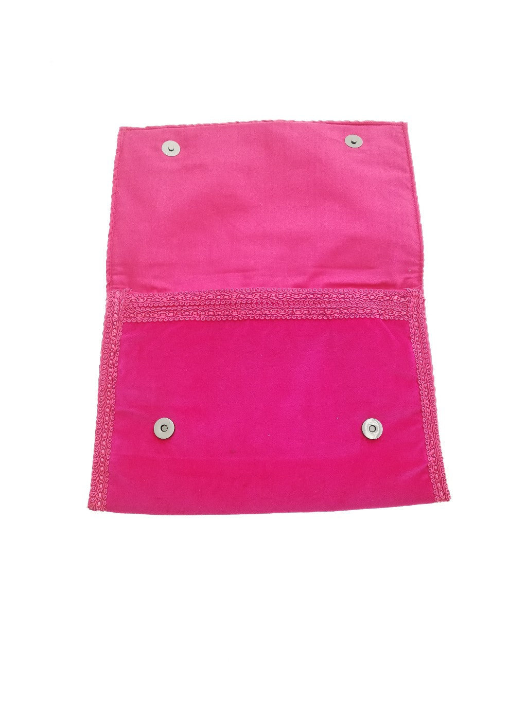 Luxury fuschia textile glitter clutch bag