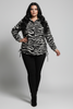 BLACK AND WHITE ZEBRA PRINT OVERSIZED BLOUSE