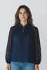 NAVY 3D SHIRT WITH BROWN POLKA DOTS
