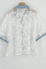 CHIC WHITE 3D FLORAL SHIRT BOLERO