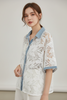 CHIC WHITE 3D FLORAL SHIRT BOLERO