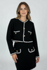 BLACK AND WHITE CHIC SHORT CARDIGAN