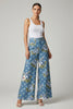 DENIM FLORAL PRINT ART PANTS