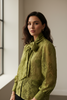 BOW NECK LIME ART BLOUSE