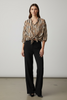 BEIGE ART SHIRT WITH STRIPES AND FLOWERS