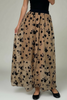 BEIGE TULLE SKIRT WITH BLACK 3D FLOWERS