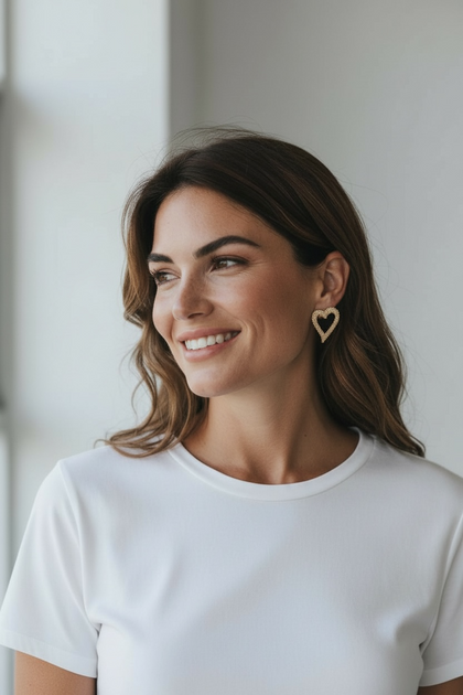 GOLD HEART CRYSTAL STUDS