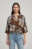 BROWN ART SHIRT WITH RAF BLUE FLOWERS