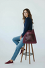 NADIA. DARK WINE ART MULTI LEATHER BAG