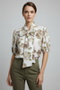 BEIGE FLORAL COTTON BOW BLOUSE