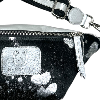 MINI. BLACK AND SILVER ART BELT BAG