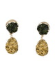 BLACK AND GOLD ROUND LAVA EARRINGS