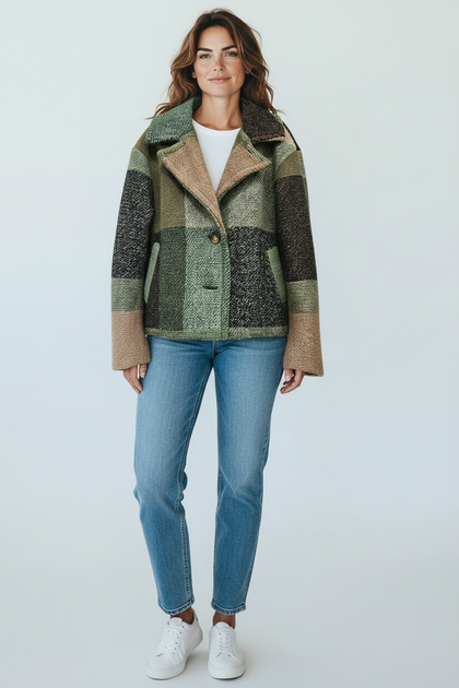 CHIC MULTI COLOR WOOL SHORT COAT