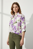 PURPLE FLORAL COTTON BOW BLOUSE