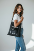 NADIA. BLACK ART MULTI LEATHER BAG