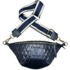 MINI. NAVY BLUE QUILTED LEATHER BELT BAG