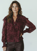 WINE 3D CHIC RUFFLE SHIRT