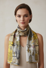 YELLOW AND GREY ART SILK FOULARD