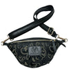 MINI. BLACK 3D LASER-CUT ART LEATHER BELT BAG