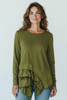 OLIVE GREEN ASYMMETRICAL ART TOP
