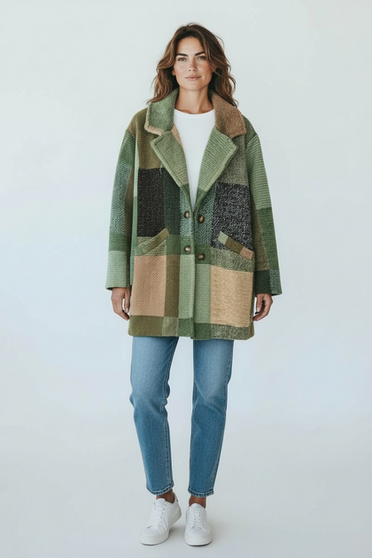 CHIC MULTI COLOR WOOL LONG COAT