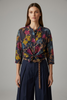 NAVY ART FLORAL SHIRT WITH SILK