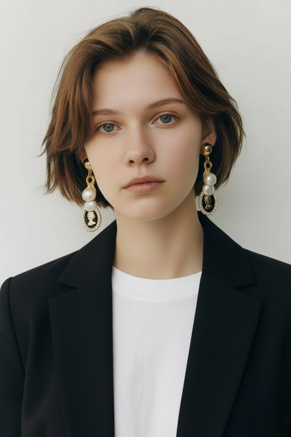 Gold ultra chic earrings with pearls