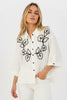 BEIGE LONG SHIRT WITH 3D FLOWERS