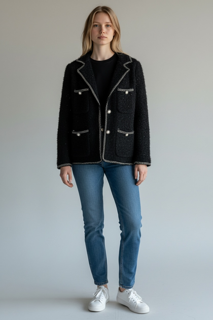 BLACK SUPER SOFT PELUCHE BLAZER