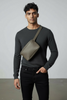 Grey unisex minimal leather belt bag