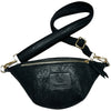 MINI. BLACK SNAKE-PRINT LEATHER BELT BAG