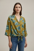 LIME AND TURQUOISE FINE SHIRT WITH SILK