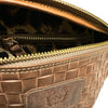 MINI. CARAMEL WOVEN-PRINT LEATHER BELT BAG