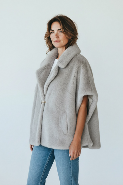 SOFT GREY LUXURY ECO FUR GILET