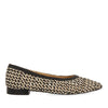 BLACK AND BEIGE HANDWOVEN LEATHER BALLERINAS WITH 1.5CM HEELS