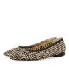 BLACK AND BEIGE HANDWOVEN LEATHER BALLERINAS WITH 1.5CM HEELS