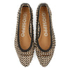 BLACK AND BEIGE HANDWOVEN LEATHER BALLERINAS WITH 1.5CM HEELS