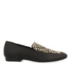 BLACK AND BEIGE HANDWOVEN LEATHER LOAFERS