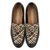 BLACK AND BEIGE HANDWOVEN LEATHER LOAFERS