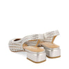 SILVER HANDWOVEN LEATHER BALLERINAS WITH 3CM HEELS