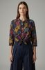 NAVY ART FLORAL SHIRT WITH SILK