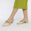 BEIGE LEATHER BALLERINAS WITH 1.5CM HEELS