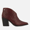 BURGUNDY BRAIDED LEATHER ANKLE BOOTS WITH HEEL